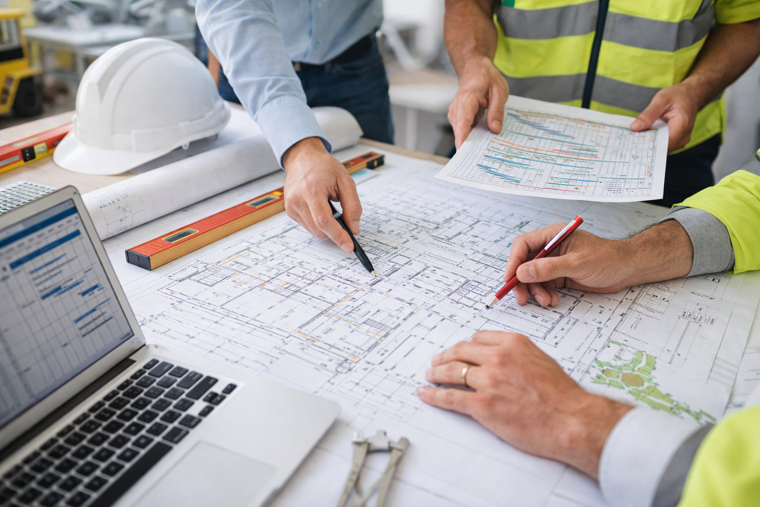 Equipo trabajando en obra